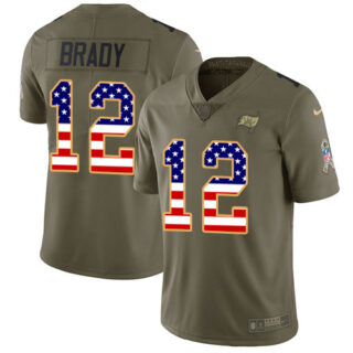 Nike Buccaneers #12 Tom Brady Olive USA Flag Men's Stitched NFL Limited 2017 Salute To Service Jersey
