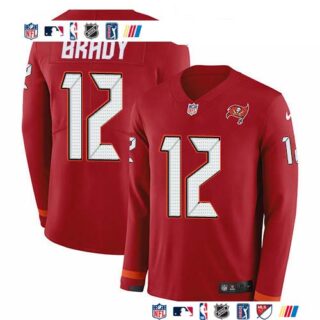 Nike Buccaneers #12 Tom Brady Red Team Color Men's Stitched NFL Limited Therma Long Sleeve Jersey