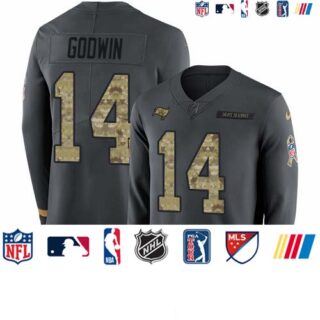Nike Buccaneers #14 Chris Godwin Anthracite Salute to Service Men's Stitched NFL Limited Therma Long Sleeve Jersey