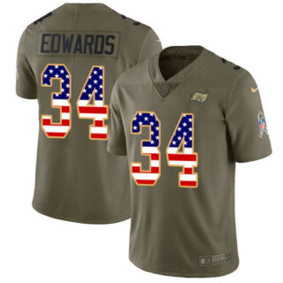 Nike Buccaneers #34 Mike Edwards Olive USA Flag Men's Stitched NFL Limited 2017 Salute To Service Jersey