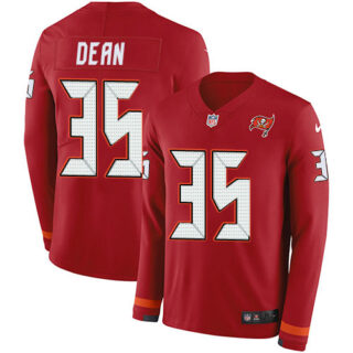 Nike Buccaneers #35 Jamel Dean Red Team Color Men's Stitched NFL Limited Therma Long Sleeve Jersey