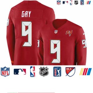 Nike Buccaneers #9 Matt Gay Red Team Color Men's Stitched NFL Limited Therma Long Sleeve Jersey