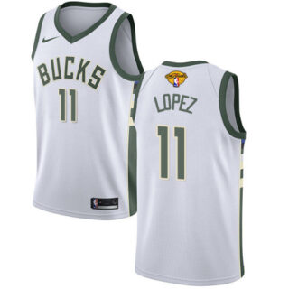 Nike Bucks #11 Brook Lopez Men's 2021 NBA Finals Bound Swingman Association Edition Jersey White