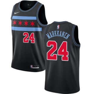 Nike Bulls #24 Lauri Markkanen Black NBA Swingman City Edition 2018 19 Jersey
