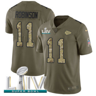 Nike Chiefs #11 Demarcus Robinson Olive Camo Super Bowl LIV 2020 Men's Stitched NFL Limited 2017 Salute To Service Jersey
