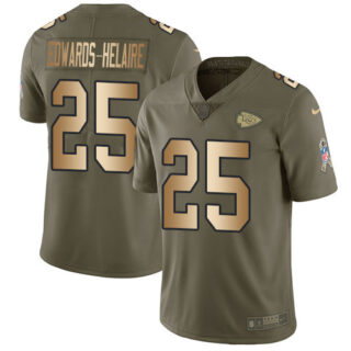 Nike Chiefs #25 Clyde Edwards-Helaire Olive Gold Men's Stitched NFL Limited 2017 Salute To Service Jersey