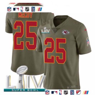 Nike Chiefs #25 LeSean McCoy Olive Super Bowl LIV 2020 Men's Stitched NFL Limited 2017 Salute To Service Jersey