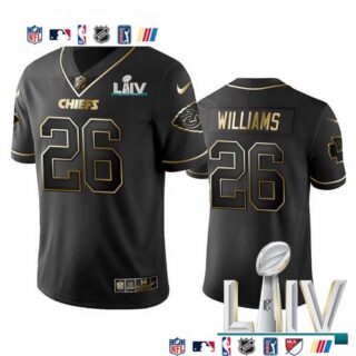 Nike Chiefs #26 Damien Williams Black Golden Super Bowl LIV 2020 Limited Edition Stitched NFL Jersey