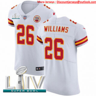 Nike Chiefs #26 Damien Williams White Super Bowl LIV 2020 Men's Stitched NFL New Elite Jersey