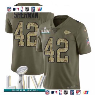 Nike Chiefs #42 Anthony Sherman Olive Camo Super Bowl LIV 2020 Men's Stitched NFL Limited 2017 Salute To Service Jersey