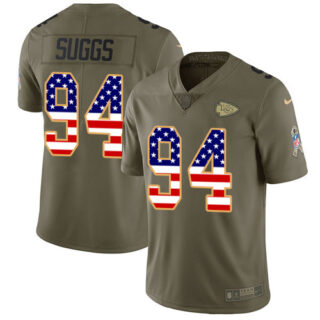 Nike Chiefs #94 Terrell Suggs Olive USA Flag Men's Stitched NFL Limited 2017 Salute To Service Jersey