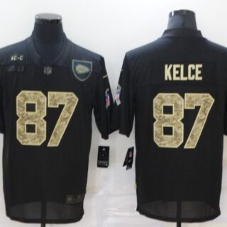 Nike Chiefs 87 Travis Kelce Black Camo 2020 Salute To Service Limited Jersey