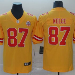 Nike Chiefs 87 Travis Kelce Gold Inverted Legend Limited Jersey