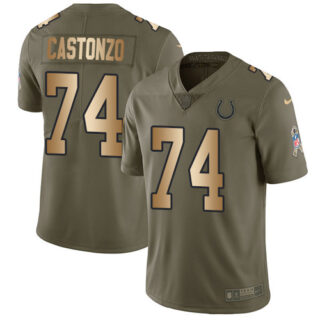 Nike Colts #74 Anthony Castonzo Olive Gold Men's Stitched NFL Limited 2017 Salute To Service Jersey