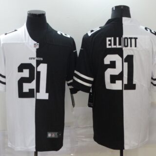 Nike Cowboys 21 Ezekiel Elliott Black And White Split Vapor Untouchable Limited Jersey