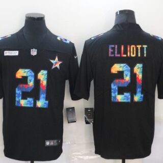 Nike Cowboys 21 Ezekiel Elliott Black Vapor Untouchable Rainbow Limited Jersey