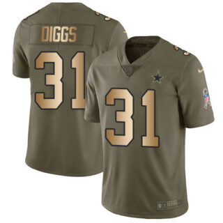 Nike Cowboys #31 Trevon Diggs Olive Gold Men's Stitched NFL Limited 2017 Salute To Service Jersey