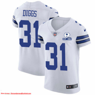 Nike Cowboys #31 Trevon Diggs White Men's Stitched With Established In 1960 Patch NFL New Elite Jersey