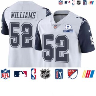 Nike Cowboys #52 Connor Williams White Men's Stitched With Established In 1960 Patch NFL Limited Rush Jersey