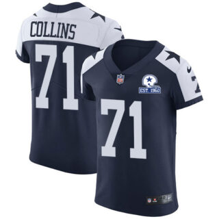 Nike Cowboys #71 La'el Collins Navy Blue Thanksgiving Men's Stitched With Established In 1960 Patch NFL Vapor Untouchable Throwback Elite Jersey