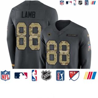 Nike Cowboys #88 CeeDee Lamb Anthracite Salute to Service Men's Stitched NFL Limited Therma Long Sleeve Jersey