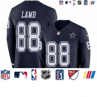 Nike Cowboys #88 CeeDee Lamb Navy Blue Team Color Men's Stitched NFL Limited Therma Long Sleeve Jersey
