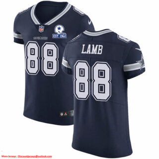 Nike Cowboys #88 CeeDee Lamb Navy Blue Team Color Men's Stitched With Established In 1960 Patch NFL Vapor Untouchable Elite Jersey