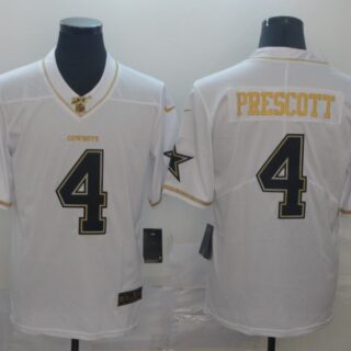 Nike Cowboys 4 Dak Prescott White Gold Vapor Untouchable Limited Jersey