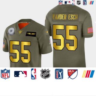 Nike Cowboys 55 Leighton Vander Esch 2019 Olive Gold Salute To Service 100th Season Limited Jersey