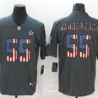 Nike Cowboys 55 Leighton Vander Esch 2019 Salute To Service USA Flag Fashion Limited Jersey