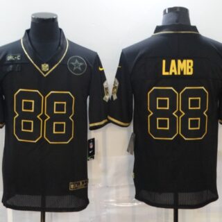 Nike Cowboys 88 Ceedee Lamb Black Gold 2020 Salute To Service Limited Jersey