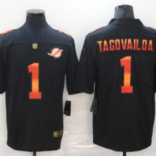 Nike Dolphins 1 Tua Tagovailoa Black Colorful Fashion Limited Jersey