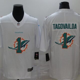 Nike Dolphins 1 Tua Tagovailoa White Shadow Logo Limited Jersey