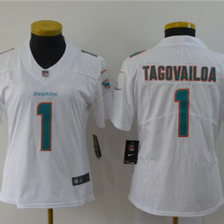 Nike Dolphins 1 Tua Tagovailoa White Women 2020 NFL Draft First Round Pick Vapor Untouchable Limited Jersey