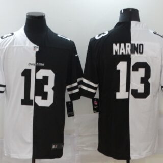 Nike Dolphins 13 Dan Marino Black And White Split Vapor Untouchable Limited Jersey
