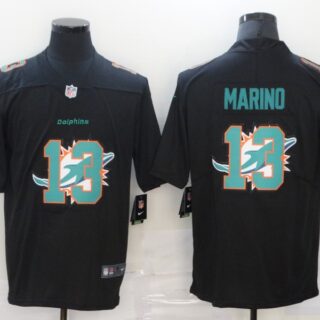 Nike Dolphins 13 Dan Marino Black Shadow Logo Limited Jersey