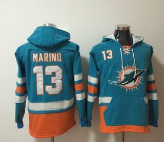 Nike Dolphins 13 Dan Marino Green All Stitched Hooded Sweatshirt