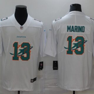 Nike Dolphins 13 Dan Marino White Shadow Logo Limited Jersey