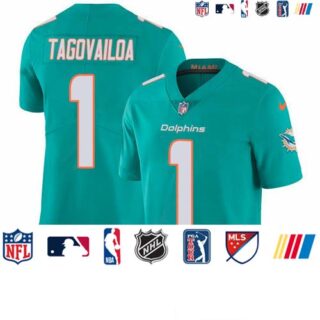 Nike Dolphins #1 Tua Tagovailoa Aqua Green Team Color Men's Stitched NFL Vapor Untouchable Limited Jersey