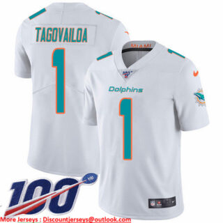 Nike Dolphins #1 Tua Tagovailoa White Men's Stitched NFL 100th Season Vapor Untouchable Limited Jersey