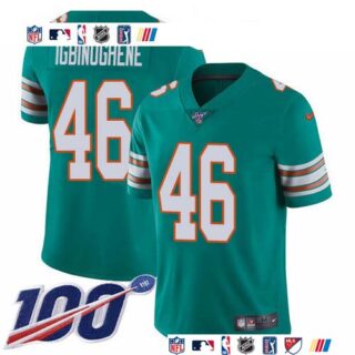 Nike Dolphins #46 Noah Igbinoghene Aqua Green Alternate Men's Stitched NFL 100th Season Vapor Untouchable Limited Jersey