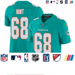 Nike Dolphins #68 Robert Hunt Aqua Green Team Color Men's Stitched NFL 100th Season Vapor Untouchable Limited Jersey