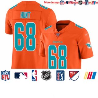 Nike Dolphins #68 Robert Hunt Orange Men's Stitched NFL Limited Inverted Legend 100th Season Jersey
