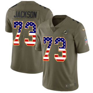 Nike Dolphins #73 Austin Jackson Olive USA Flag Men's Stitched NFL Limited 2017 Salute To Service Jersey