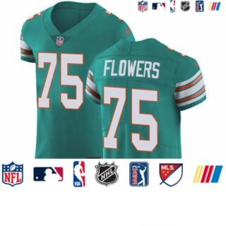 Nike Dolphins #75 Ereck Flowers Aqua Green Alternate Men's Stitched NFL New Elite Jersey