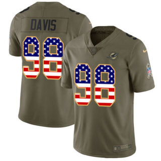 Nike Dolphins #98 Raekwon Davis Olive USA Flag Men's Stitched NFL Limited 2017 Salute To Service Jersey