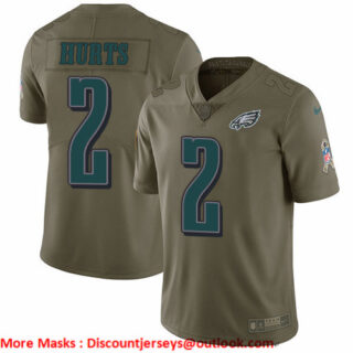 Nike Eagles #2 Jalen Hurts Olive Men's Stitched NFL Limited 2017 Salute To Service Jersey