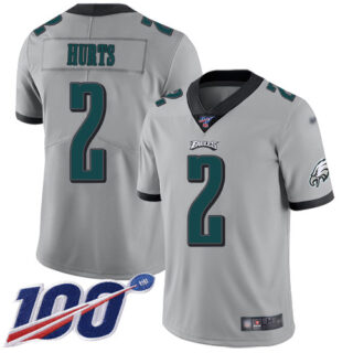 Nike Eagles #2 Jalen Hurts Silver Men's Stitched NFL Limited Inverted Legend 100th Season Jersey