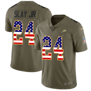 Nike Eagles #24 Darius Slay Jr Olive USA Flag Men's Stitched NFL Limited 2017 Salute To Service Jersey