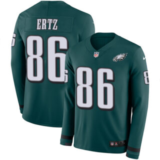Nike Eagles #86 Zach Ertz Midnight Green Team Color Men's Stitched NFL Limited Therma Long Sleeve Jersey